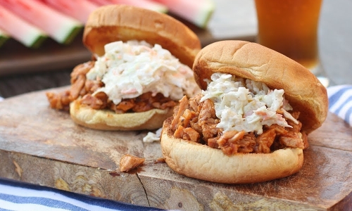 Beer Slow Cooked BBQ Pulled Pork with Spicy Slaw Recipe | Laura in the Kitchen - Internet Cooking Sh