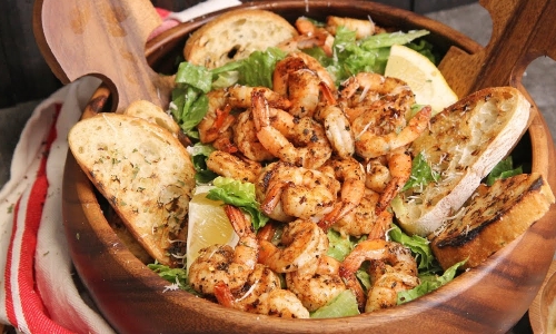 Blackened Shrimp Cesar Salad Recipe | Laura in the Kitchen - Internet Cooking Show