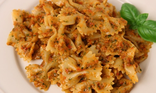 Bow Ties with Sun Dried Tomato Pesto Recipe | Laura in the Kitchen - Internet Cooking Show
