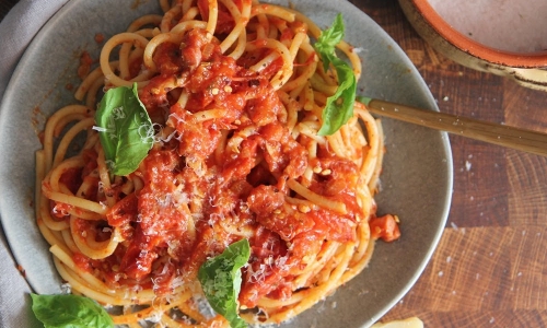 Bucatini Amatriciana Recipe | Laura in the Kitchen - Internet Cooking Show