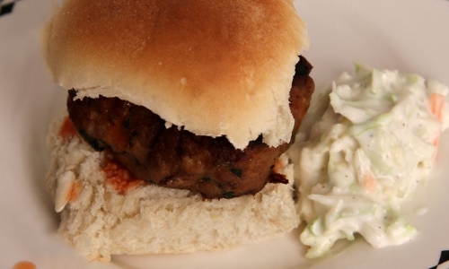 Buffalo Chicken Burgers Recipe | Laura in the Kitchen - Internet Cooking Show