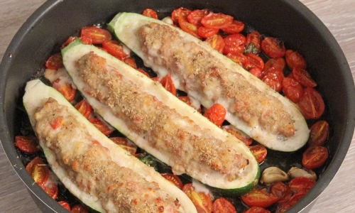 Chicken Parm Stuffed Zucchini Recipe | Laura in the Kitchen - Internet Cooking Show