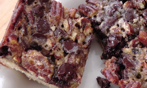 Chocolate Pecan Bars Recipe | Laura in the Kitchen - Internet Cooking Show