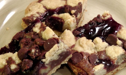 Chocolate Raspberry Crumb Bars Recipe | Laura in the Kitchen - Internet Cooking Show
