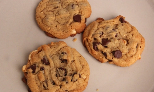 Chunky Chocolate Peanut Butter Cookies Recipe | Laura in the Kitchen - Internet Cooking Show