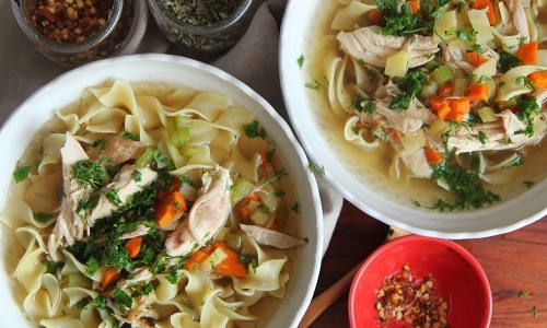 Classic Chicken Noodle Soup Recipe | Laura in the Kitchen - Internet Cooking Show