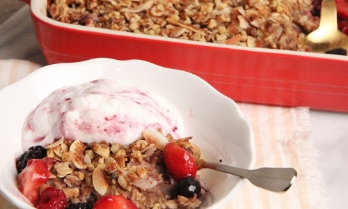 Coconut Berry Baked Oatmeal Recipe | Laura in the Kitchen - Internet Cooking Show