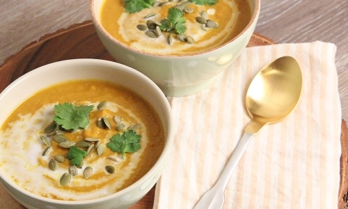 Curry Coconut Pumpkin Soup Recipe | Laura in the Kitchen - Internet Cooking Show