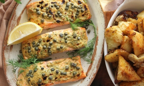 Dijon Roasted Salmon Recipe | Laura in the Kitchen - Internet Cooking Show
