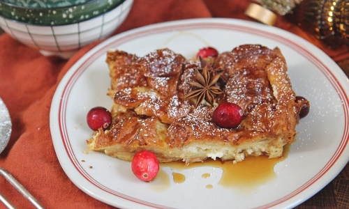 Eggnog Baked French Toast Recipe | Laura in the Kitchen - Internet Cooking Show