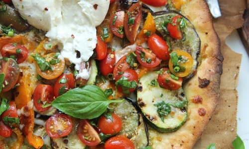 Grilled Veggie Flatbread Recipe | Laura in the Kitchen - Internet Cooking Show