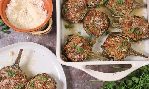 Italian stuffed artichokes Recipe | Laura in the Kitchen - Internet Cooking Show