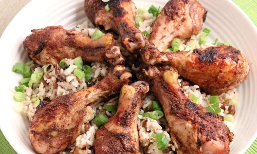 Jerk Chicken with Rice and Peas Recipe | Laura in the Kitchen - Internet Cooking Show