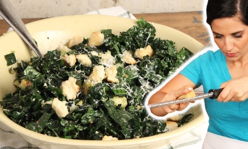Kale Caesar Salad Recipe | Laura in the Kitchen - Internet Cooking Show