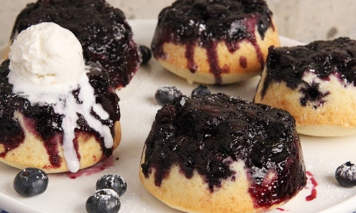 Mini Blueberry Upside Down Cakes Recipe | Laura in the Kitchen - Internet Cooking Show