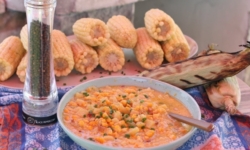 Most Delicious Summer Corn Chowder Recipe | Laura in the Kitchen - Internet Cooking Show