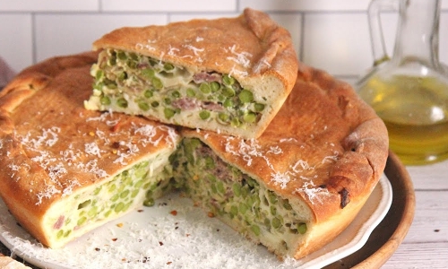 Nonna's Peas Stuffed Pizza Recipe | Laura in the Kitchen - Internet Cooking Show