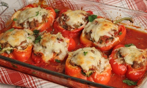Pizza Stuffed Peppers Recipe | Laura in the Kitchen - Internet Cooking Show