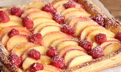 Raspberry and Peach Tart Recipe | Laura in the Kitchen - Internet Cooking Show