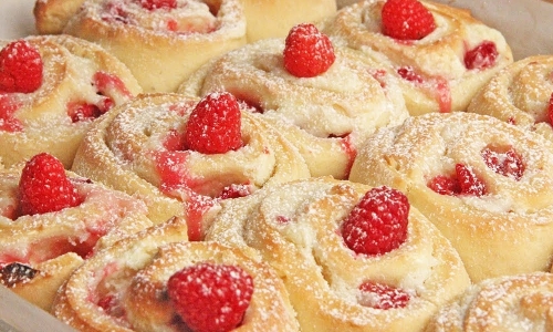 Raspberry Cheesecake Rolls Recipe | Laura in the Kitchen - Internet Cooking Show