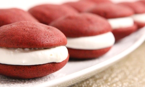 Red Velvet Whoopie Pies with Marshmallow Filling Recipe | Laura in the Kitchen - Internet Cooking Sh