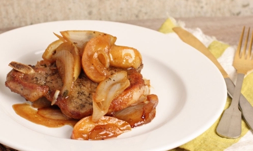 Skillet Pork Chops with Apples and Onions Recipe | Laura in the Kitchen - Internet Cooking Show