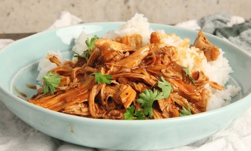 Slow Cooker BBQ Peach Bourbon Chicken Recipe | Laura in the Kitchen - Internet Cooking Show