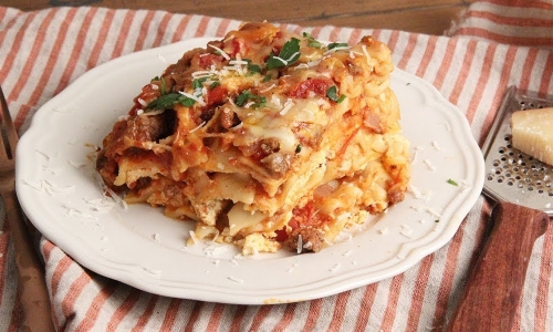 Slow Cooker Lasagna Recipe | Laura in the Kitchen - Internet Cooking Show