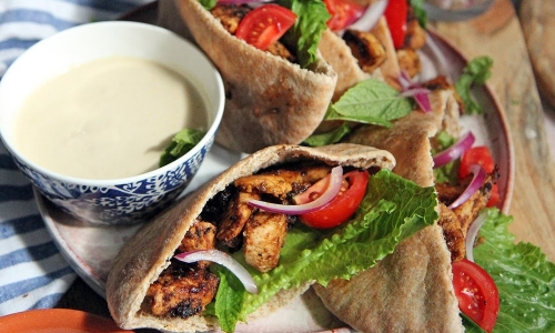 Spiced Chicken Pitas Recipe | Laura in the Kitchen - Internet Cooking Show