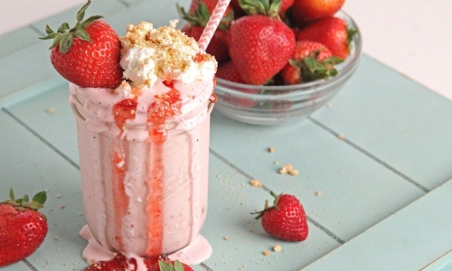 Strawberry Cheesecake Shake Recipe | Laura in the Kitchen - Internet Cooking Show