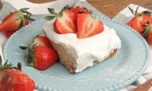 Strawberry Tres Leches Cake Recipe | Laura in the Kitchen - Internet Cooking Show