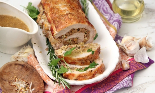 Stuffed Pork Loin Recipe | Laura in the Kitchen - Internet Cooking Show