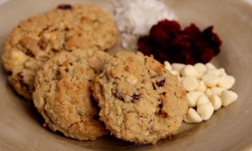 White Chocolate Cranberry Coconut Cookies Recipe | Laura in the Kitchen - Internet Cooking Show