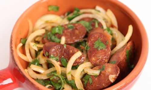 Grilled Chorizo with Onions and Lime