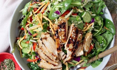 Asian Sesame Chicken Salad with the best dressing ever