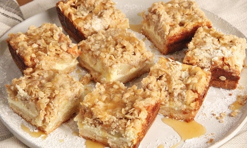 Caramel Cheesecake Apple Bars Recipe | Laura in the Kitchen - Internet Cooking Show
