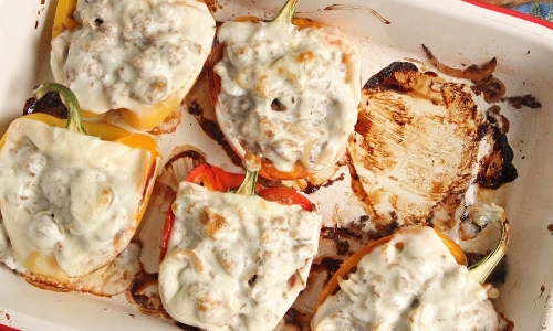 Cheesesteak Stuffed Peppers Recipe | Laura in the Kitchen - Internet Cooking Show