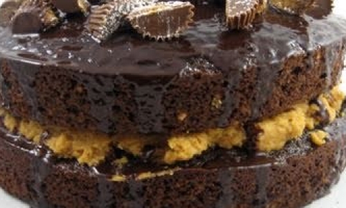 Chocolate Cake with Peanut Butter Filling and Chocolate Ganache Recipe | Laura in the Kitchen - Inte