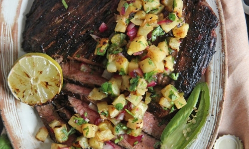 Grilled Steak with Pineapple Salsa Recipe | Laura in the Kitchen - Internet Cooking Show