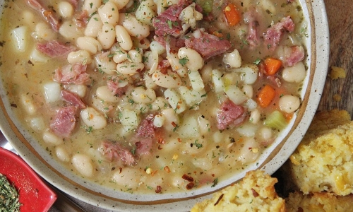 Ham and Bean Soup with Cornbread