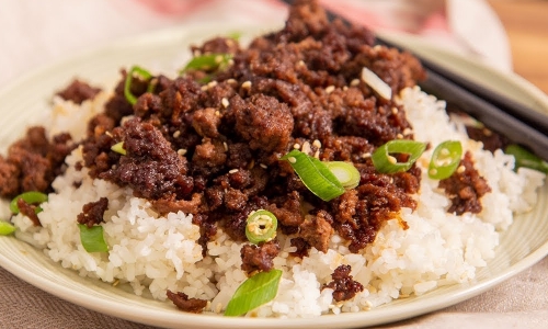 Korean Ground Beef And Rice Recipe | Laura in the Kitchen - Internet Cooking Show