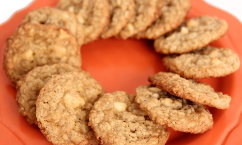 Oatmeal Almond White Chocolate Chip Cookies