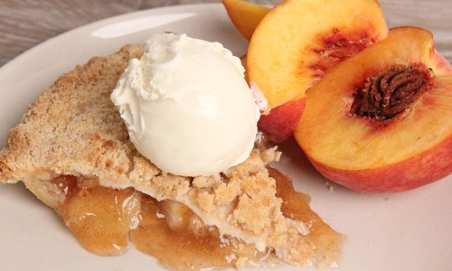 Peach Crumble Pie Recipe | Laura in the Kitchen - Internet Cooking Show