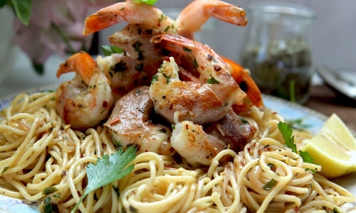 Prosciutto Wrapped Shrimp Scampi Recipe | Laura in the Kitchen - Internet Cooking Show