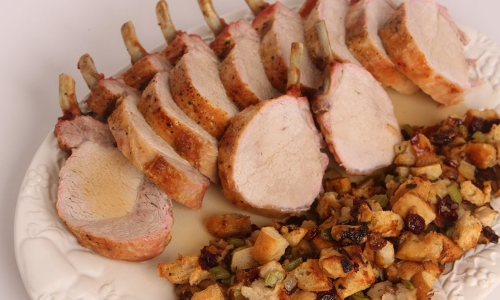 Roasted Rack of Pork With Apple and Onion Stuffing