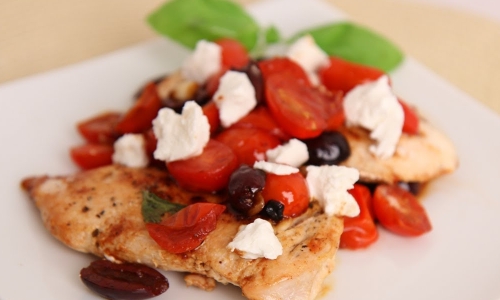 Sauteed Chicken with Cherry Tomatoes and Goat Cheese
