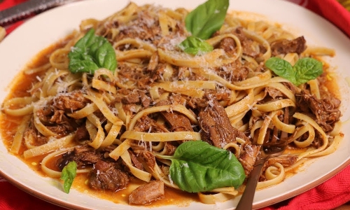 Slow Cooked Shredded Beef Ragu Recipe | Laura in the Kitchen - Internet Cooking Show