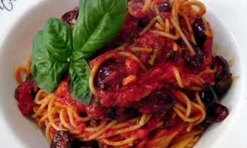 Spaghetti alla Puttanesca Recipe | Laura in the Kitchen - Internet Cooking Show