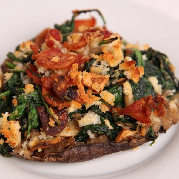 Bacon and Spinach stuffed Portobello Mushrooms