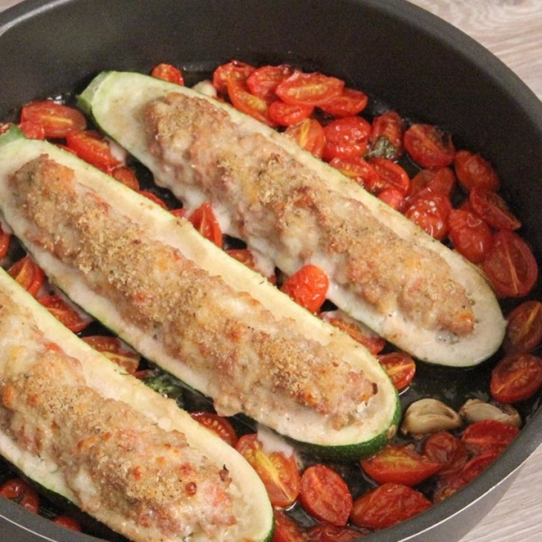 Chicken Parm Stuffed Zucchini